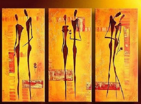 Modern Wall Painting, Abtract Figure Art, Bedroom Wall Art Paintings, Abstract Canvas Painting, Acrylic Art Painting, Simple Modern Art, 3 Piece Wall Art-Silvia Home Craft