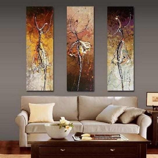 Ballet Dancer Painting, Bedroom Wall Art, Canvas Painting, Abstract Art, Abstract Painting, Acrylic Art, 3 Piece Wall Art-Silvia Home Craft