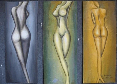 Large Wall Art, Abtract Figure Art, Abstract Painting, Acrylic Art, 3 Piece Wall Art, Canvas Art-Silvia Home Craft