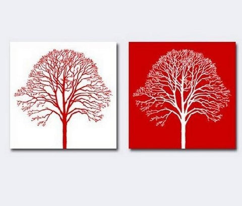 Red and White Art, Tree of Life Painting, Canvas Painting, Abstract Art, Abstract Painting, Wall Art, Wall Hanging, Dining Room Wall Art, Hand Painted Art-Silvia Home Craft