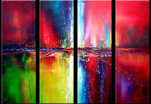 Living Room Wall Art Ideas, Abstract Art, Canvas Painting, Simple Abstract Painting, 4 Piece Wall Art, Wall Painting, Abstract Wall Art Paintings, Ready to Hang-Silvia Home Craft