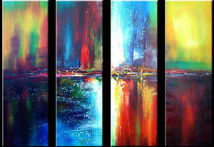 Abstract Wall Art Paintings, Ready to Hang Painting, Modern Wall Art Ideas, Living Room Canvas Painting, Abstract Painting on Canvas, 4 Piece Wall Art-Silvia Home Craft