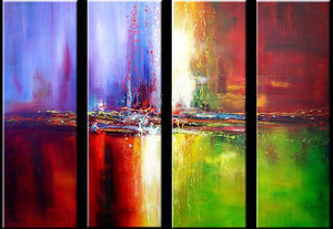 Simple Modern Art, Abstract Wall Art Paintings, Ready to Hang, Bedroom Wall Paintings, Simple Canvas Painting, Abstract Painting for Sale, 4 Piece Wall Art-Silvia Home Craft