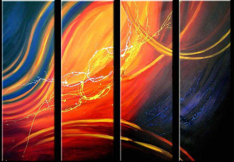 Colorful Lines Painting, Simple Modern Art, Abstract Wall Paintings, Modern Wall Art Paintings for Living Room, 4 Piece Wall Art Ideas-Silvia Home Craft