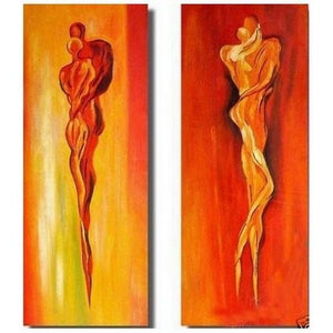 Contemporary Art, Abstract Art of Love, Bedroom Wall Decor, Art on Canvas, Lovers Painting-Silvia Home Craft