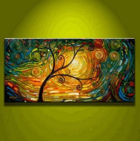 Contemporary Art, Abstract Art, Tree of Life Painting, Abstract Art Painting, Living Room Wall Art, Canvas Art-Silvia Home Craft