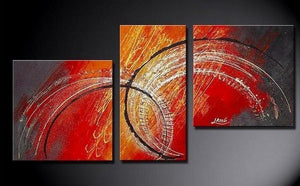 Abstract Wall Art, Bedroom Wall Art, Red Abstract Painting, Large Painting, Living Room Wall Art, Modern Art, Art on Canvas-Silvia Home Craft