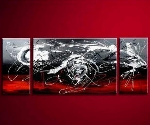Black and Red Abstract Art, Living Room Wall Art, Modern Art, Living Room Wall Art, Painting for Sale-Silvia Home Craft
