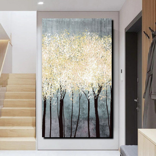 Acrylic Abstract Painting, Tree Paintings, Large Painting on Canvas, Living Room Wall Art Paintings, Buy Paintings Online, Acrylic Painting for Sale-Silvia Home Craft
