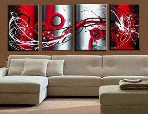 Abstract Art, Red Abstract Painting, Living Room Wall Art, Modern Art for Sale, Extra Large Wall Art, Wall Hanging-Silvia Home Craft