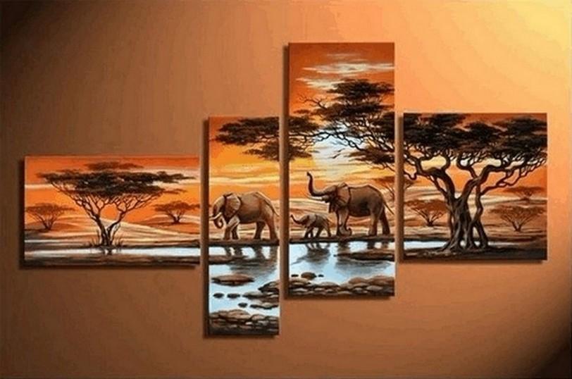 African Painting Sunset Animal Painting, African Painting, Living Room Wall Art, Modern Art, Contemporary Art, Modern Art-Silvia Home Craft