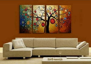 Abstract Painting, Tree of Life Painting, Abstract Art, 4 Piece Canvas Art, Contemporary Art, Modern Art-Silvia Home Craft