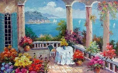 Seashore Painting, Canvas Painting, Landscape Painting, Canvas Wall Art, Large Painting, Bedroom Wall Art, Oil Painting, Canvas Art, Seascape, Summer Resort Painting-Silvia Home Craft
