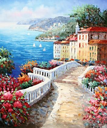 Landscape Painting, Wall Art, Canvas Painting, Large Painting, Bedroom Wall Art, Oil Painting, Art Painting, Canvas Art, Seascape Art, Garden Path-Silvia Home Craft
