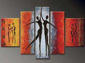Dancing Figure Painting, Abstract Art, Canvas Painting, Wall Art, Large Art, Abstract Painting, Large Canvas Art, 5 Piece Wall Art, Bedroom Wall Art-Silvia Home Craft