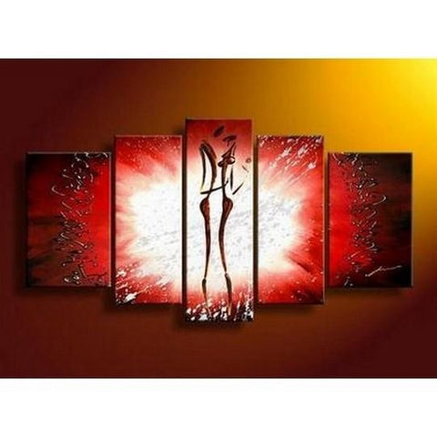 Canvas Art, 5 Panel Canvas Art, Abstract Art of Love, Canvas Painting, Wall Art, Lovers Painting-Silvia Home Craft