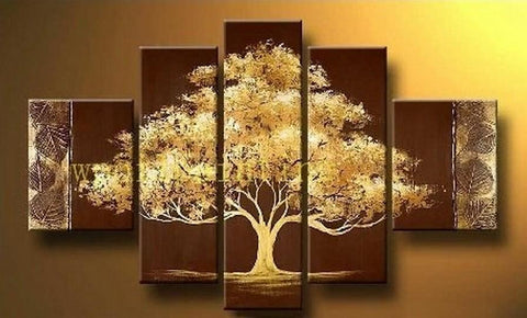 Simple Modern Art, Tree of Life Painting, Acrylic Abstract Painting, 5 Piece Canvas Painting, Acrylic Painting for Bedroom-Silvia Home Craft