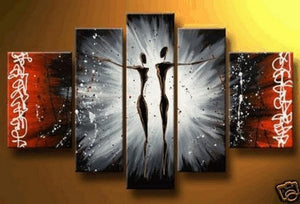 Dancing Figure Painting, Canvas Painting, Wall Art, Large Art, Abstract Painting, 5 Piece Wall Art, Bedroom Wall Art-Silvia Home Craft