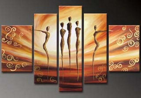 Canvas Art, 5 Piece Canvas Art, Dancing Figure Painting, Abstract Art, Canvas Painting, Wall Art, Large Art, Abstract Painting, Bedroom Wall Art-Silvia Home Craft