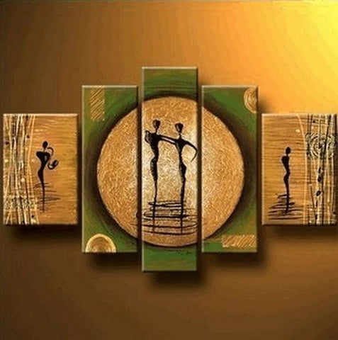 Canvas Art, 5 Piece Canvas Art, African Woman Painting, Abstract Art, Canvas Painting, Abstract Painting of Love-Silvia Home Craft