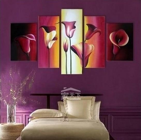 Abstract Flower Painting, Calla Lily Painting, Acrylic Flower Art, Canvas Painting for Dining Room, Abstract Painting, 5 Piece Wall Art Paintings-Silvia Home Craft