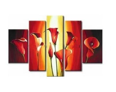 Flower Art, Canvas Painting, Abstract Art, Calla Lily Painting, Large Canvas Art, Abstract Painting, 5 Piece Wall Art, Modern Art, Acrylic Art-Silvia Home Craft