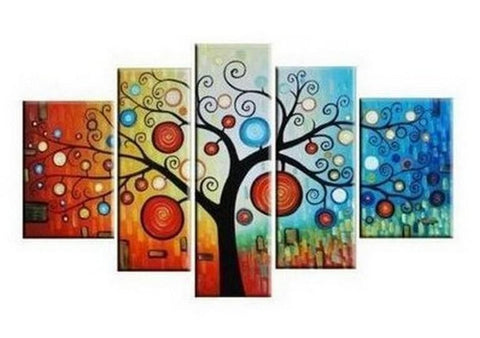 Tree of Life Painting, Abstract Art, Abstract Painting, Large Canvas Art, Heavy Texture Art, Flower Art, Canvas Painting, 5 Piece Wall Art, Modern Art, Acrylic Art-Silvia Home Craft