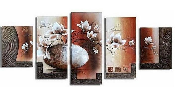Flower in Vase Painting, Abstract Art, Abstract Painting, Large Canvas Art, Heavy Texture Art, Flower Art, Canvas Painting, 5 Piece Wall Art, Modern Art, Acrylic Art-Silvia Home Craft