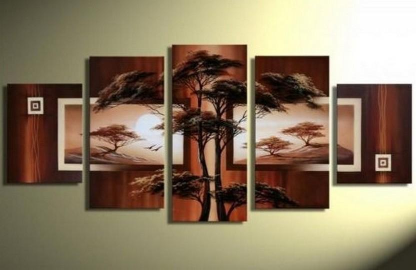 Abstract Art, Large Wall Art, Tree of Life Painting, Art on Canvas, Large Art, Canvas Painting, 5 Piece Canvas Art-Silvia Home Craft