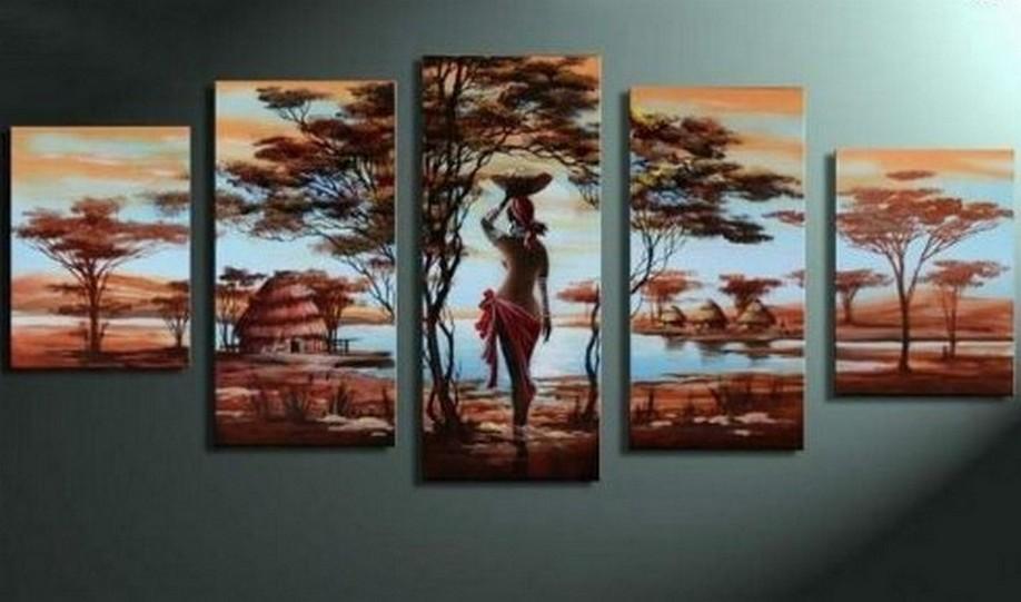 Canvas Painting, Abstract Painting, 5 Piece Canvas Art, Abstract Art, African Art, African Girl Painting, African Woman Painting, Modern Art-Silvia Home Craft
