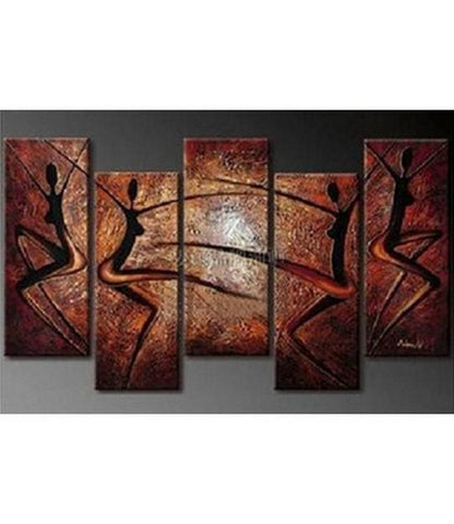 XL Wall Art, Abstract Art, Abstract Painting, Canvas Painting, Abstract Figure Painting, 5 Piece Wall Art, Huge Wall Art, Acrylic Art, Ready to Hang-Silvia Home Craft