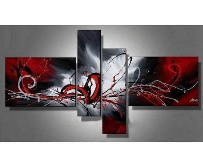 Modern Canvas Wall Art, Abstract Painting, Large Wall Paintings for Living Room, 4 Panel Wall Art Ideas, Hand Painted Art, Abstract Painting for Sale-Silvia Home Craft