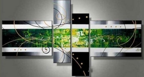 Simple Canvas Art Painting, Acrylic Art on Canvas, Abstract Art on Sale, 4 Panel Wall Art Paintings, Hand Painted Art, Simple Modern Art-Silvia Home Craft