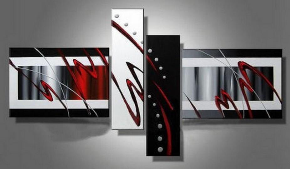 Abstract Lines Painting, Canvas Art Painting, Acrylic Art Paintings, Living Room Wall Art Ideas, 4 Panel Wall Art, Hand Painted Canvas Art-Silvia Home Craft