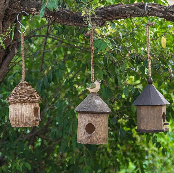Resin Bird Nest for Garden Ornament, Bird House in the Garden, Lovely Birds House, Outdoor Decoration Ideas, Garden Ideas-Silvia Home Craft