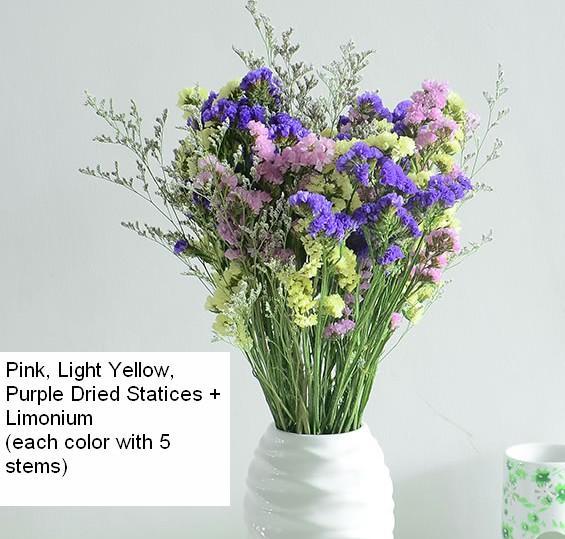 A Bunch Dried Statices Flowers with Limoniums, Dried Flowers, Flower Bunches, Dried Floral-Silvia Home Craft