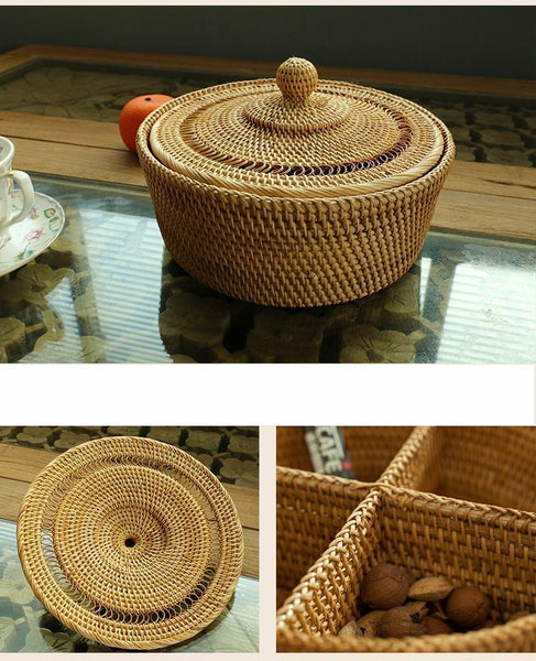 Indonesia Woven Storage Basket, Small Food and Snacks Basket, Kitchen Storage Basket, Storage Basket for Dining Room-Silvia Home Craft