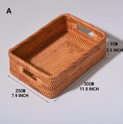 Rectangular Storage Baskets for Pantry, Rattan Storage Basket for Shelves, Storage Baskets for Kitchen, Woven Storage Baskets-Silvia Home Craft
