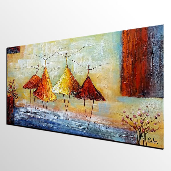 Abstract Modern Painting, Ballet Dancer Painting, Dancing Painting, Heavy Texture Art Paintings, Acrylic Painting for Dining Room,Custom Art-Silvia Home Craft