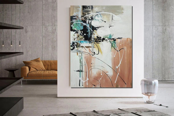Living Room Wall Art Painting, Extra Large Acrylic Painting, Simple Modern Art, Modern Contemporary Abstract Artwork-Silvia Home Craft