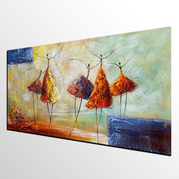 Dancing Painting, Heavy Texture Painting, Ballet Dancer Painting, Custom Large Painting for Sale, Paintings for Bedroom, Buy Wall Art Online-Silvia Home Craft