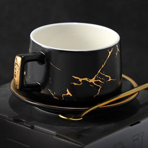 Black Coffee Cup, White Coffee Mug, Tea Cup, Ceramic Cup, Coffee Cup and Saucer Set-Silvia Home Craft