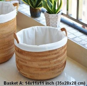 Round Storage Baskets, Extra Large Rattan Storage Baskets, Oversized Laundry Storage Baskets, Storage Baskets for Clothes, Storage Baskets for Bathroom-Silvia Home Craft