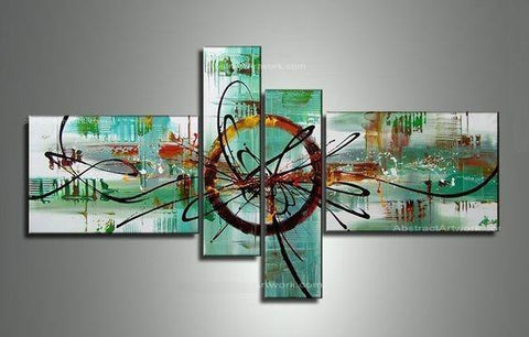 Abstract Oil Painting, Modern Canvas Painting, 4 Piece Canvas Art, Living Room Canvas Wall Art, Simple Modern Art, Large Painting on Canvas-Silvia Home Craft