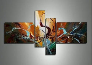 Modern Canvas Painting for Living Room, Abstract Painting on Canvas, 4 Piece Canvas Art, Abstract Acryli Wall Art Paintings, Contemporary Wall Art Ideas-Silvia Home Craft