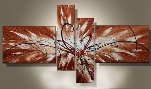 Modern Abstract Art, Bedroom Canvas Painting, Abstract Painting on Canvas, 4 Piece Abstract Art, Dining Room Wall Art for Sale-Silvia Home Craft