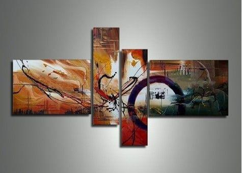 Large Canvas Painting, Abstract Acrylic Painting, Modern Canvas Art Paintings, 4 Piece Abstract Art, Dining Room Wall Art Paintings-Silvia Home Craft