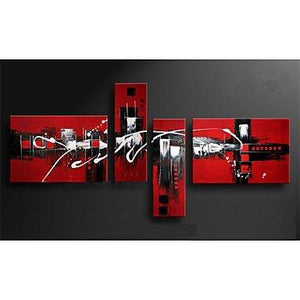 Large Abstract Painting, Black and Red Art, Canvas Wall Art Paintings, Living Room Paintings, Contemporary Wall Painting-Silvia Home Craft