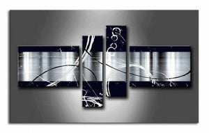 Huge Art, Black and White Large Canvas Art, Abstract Art, 4 Piece Canvas Art, Abstract Painting, Contemporary Wall Art-Silvia Home Craft