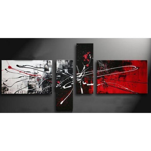 Modern Abstract Paintings, Black and Red Canvas Wall Art, Abstract Painting for Sale, Modern Wall Art Paintings for Living Room-Silvia Home Craft